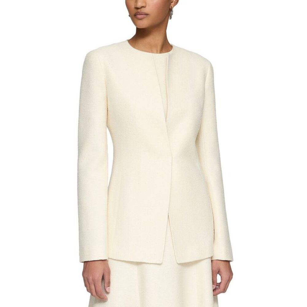 Lafayette 148 New York Womens Boucle Weave Cutaway Tailored Jacket 8 Cloud - NWT